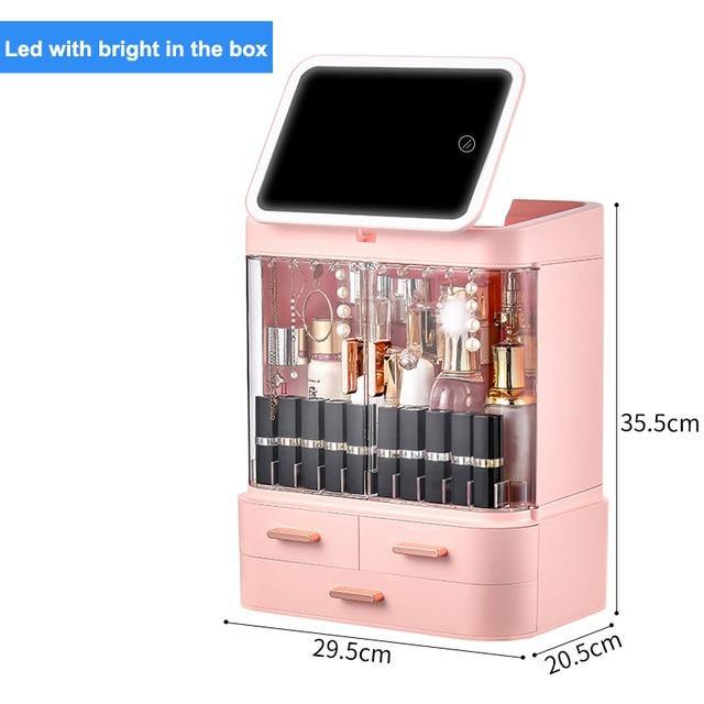 Cosmetic Make-up Jewelry Organizer with Led Lighted Mirror - MaviGadget