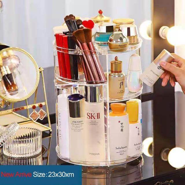 360 Degree Rotation Cosmetic MakeUp Cologne Organizer Box - Image 8