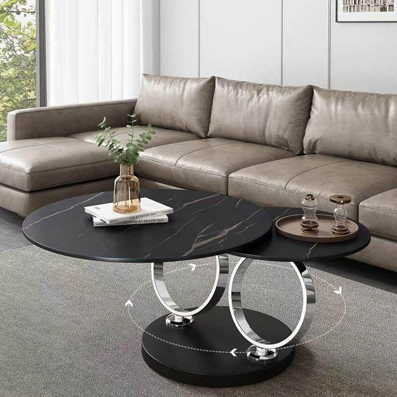Italian Modern Two-layer Coffee Side Table with Marble Top - Image 9