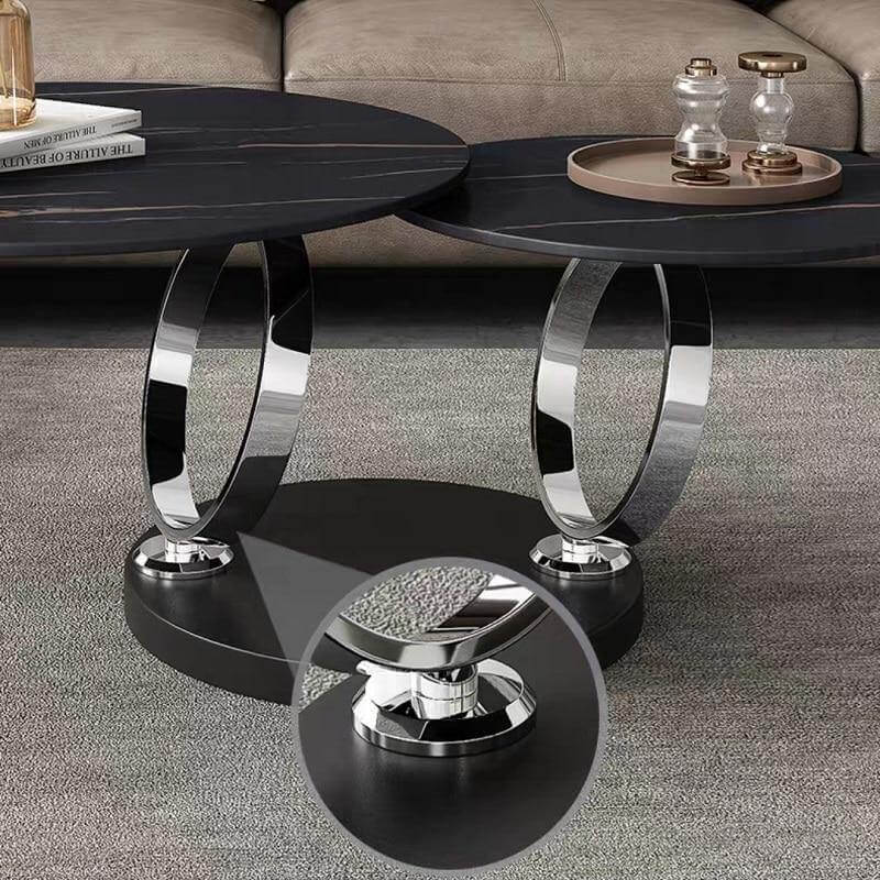 Italian Modern Two-layer Coffee Side Table with Marble Top - Image 14