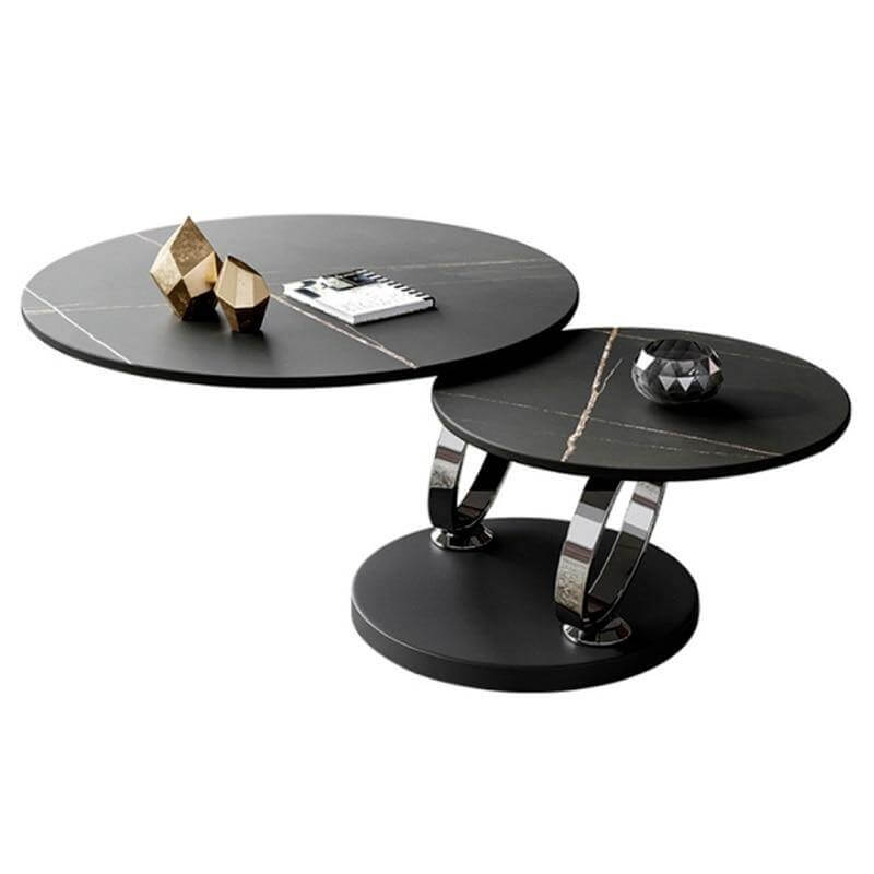 Italian Modern Two-layer Coffee Side Table with Marble Top - Image 5