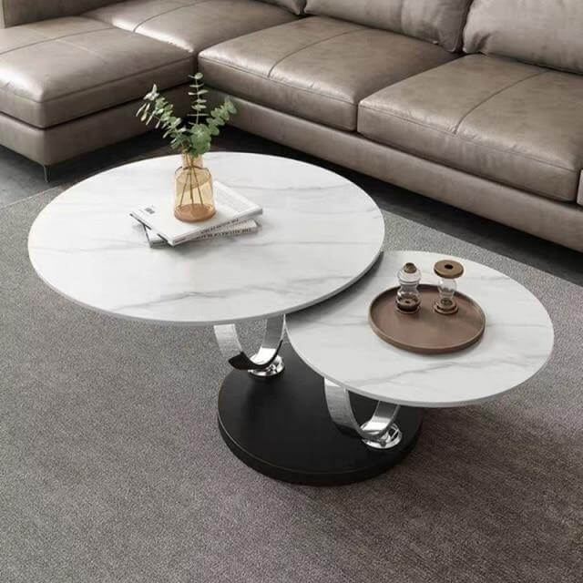 Italian Modern Two-layer Coffee Side Table with Marble Top - Image 7