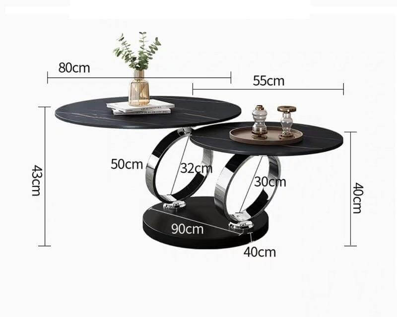 Italian Modern Two-layer Coffee Side Table with Marble Top - Image 16