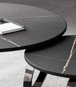 Italian Modern Two-layer Coffee Side Table with Marble Top