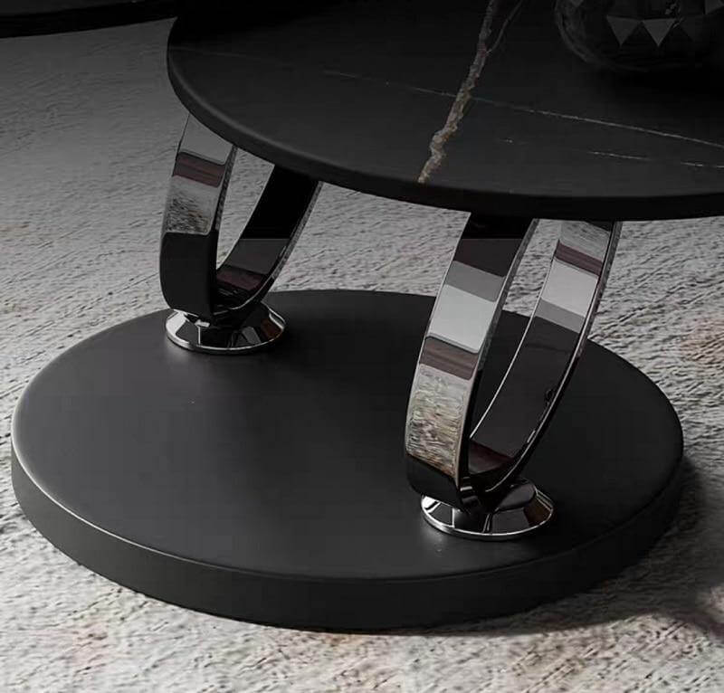Italian Modern Two-layer Coffee Side Table with Marble Top - Image 2