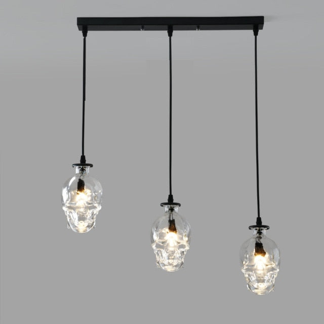 Retro Skull Glass Pendant Light