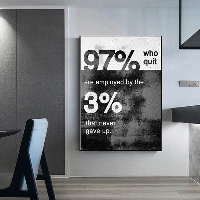 Never Gave Up Modern Black And White Motivational Poster - Image 3