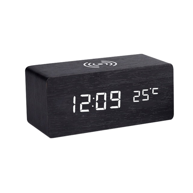 Modern Wooden Wireless Charging Alarm Clock - Image 6