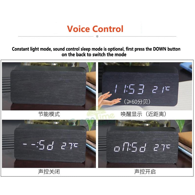 Nordic Digital Led Voice Control Alarm Clock - Image 20