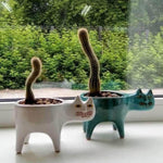 Lovely Ceramic Cat Plant Vase - MaviGadget