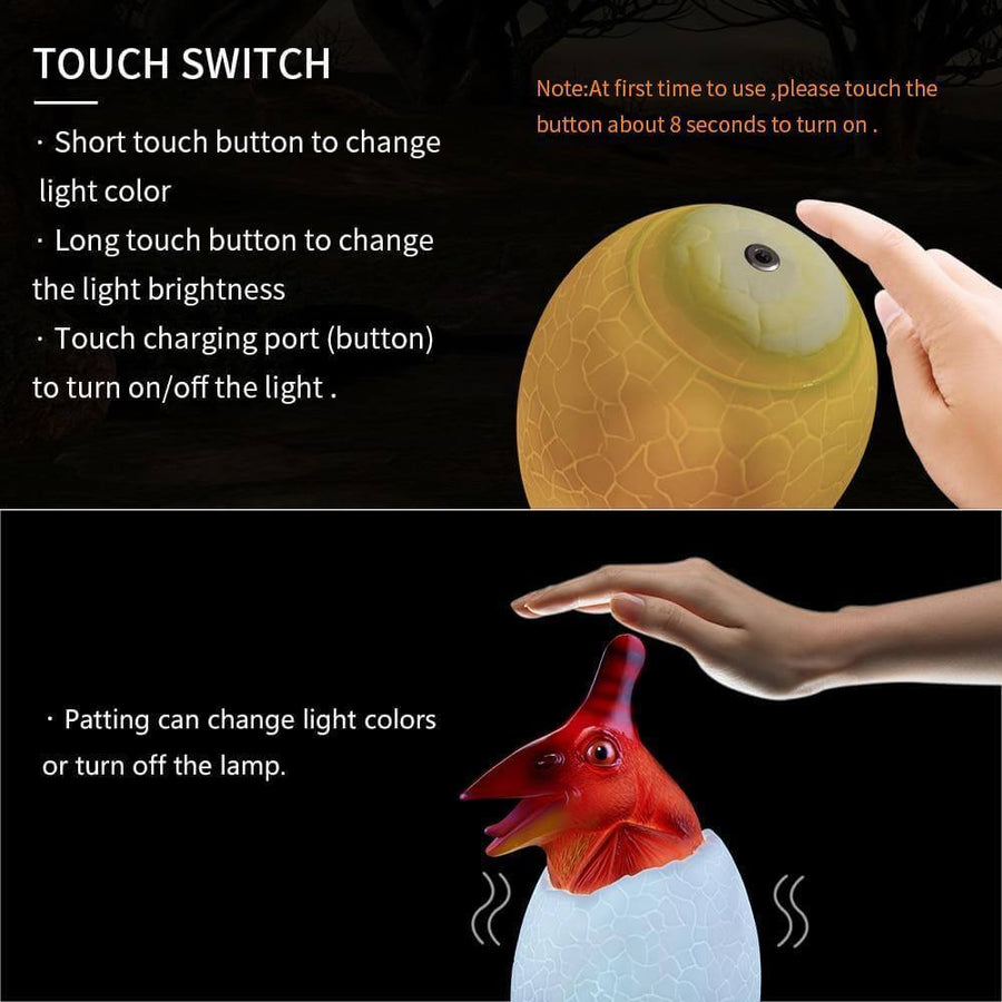 3D Dinosaur Egg Remote Control Colorful Bedside Light - Image 4