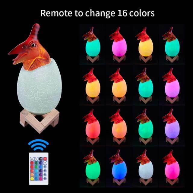 3D Dinosaur Egg Remote Control Colorful Bedside Light