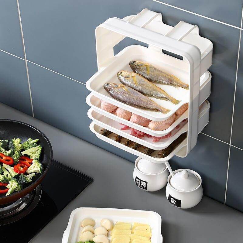 Wall-Mounted Multi Layer Kitchen Food Cooking Organizer