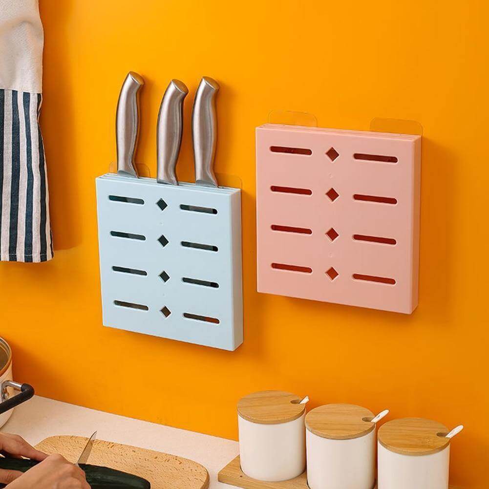 2PCS Square Pastel Mavi Wall-Mounted Knife Organizer - Image 11