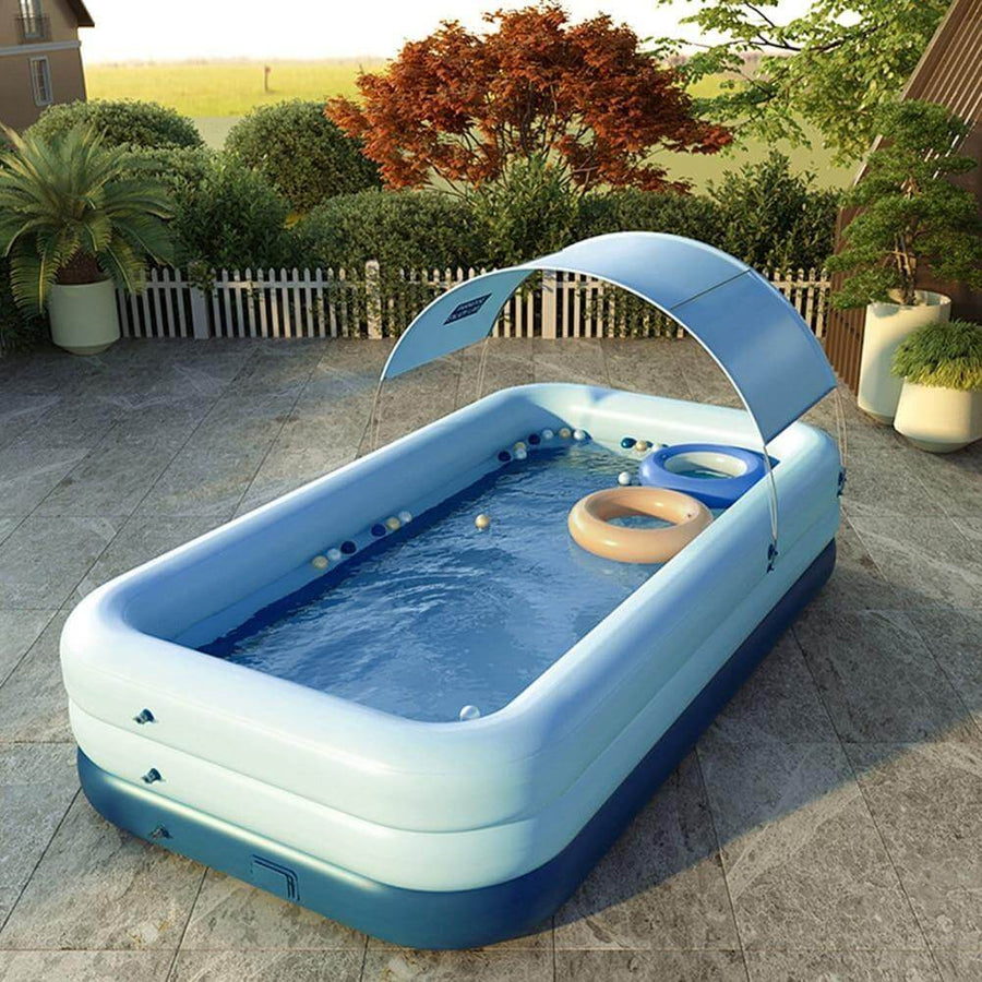 Rectangle Swimming Pool Self Inflatable with Sunshade - Image 1