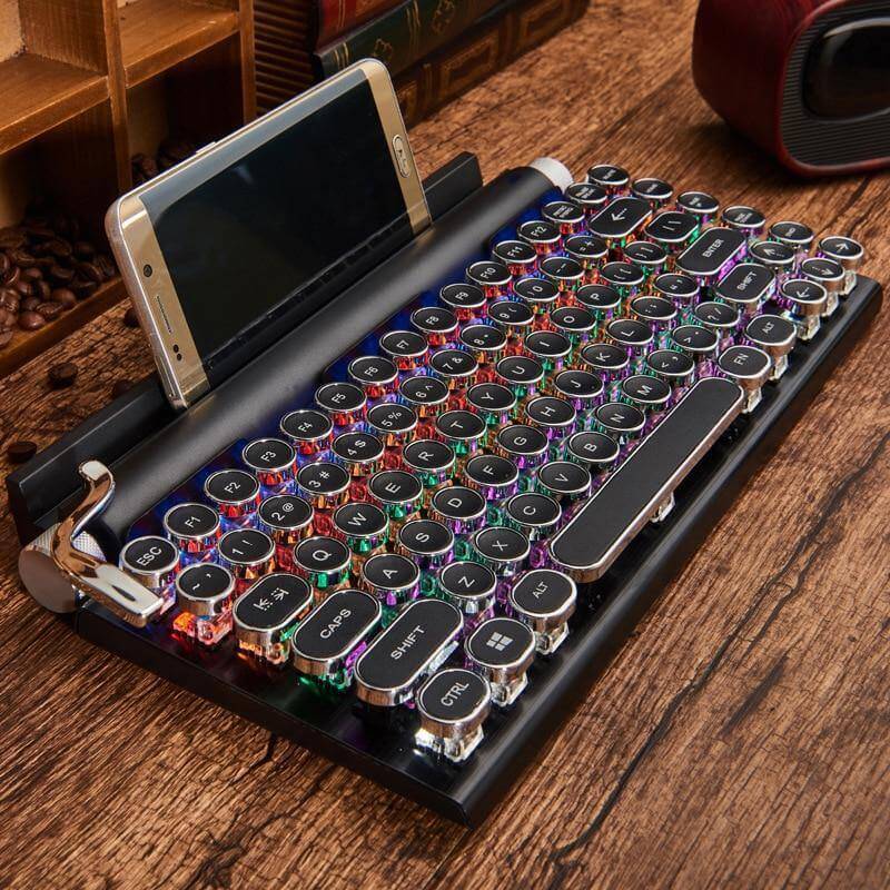 Typewriter Wireless Colorful Backlight Retro Keyboard - Image 4