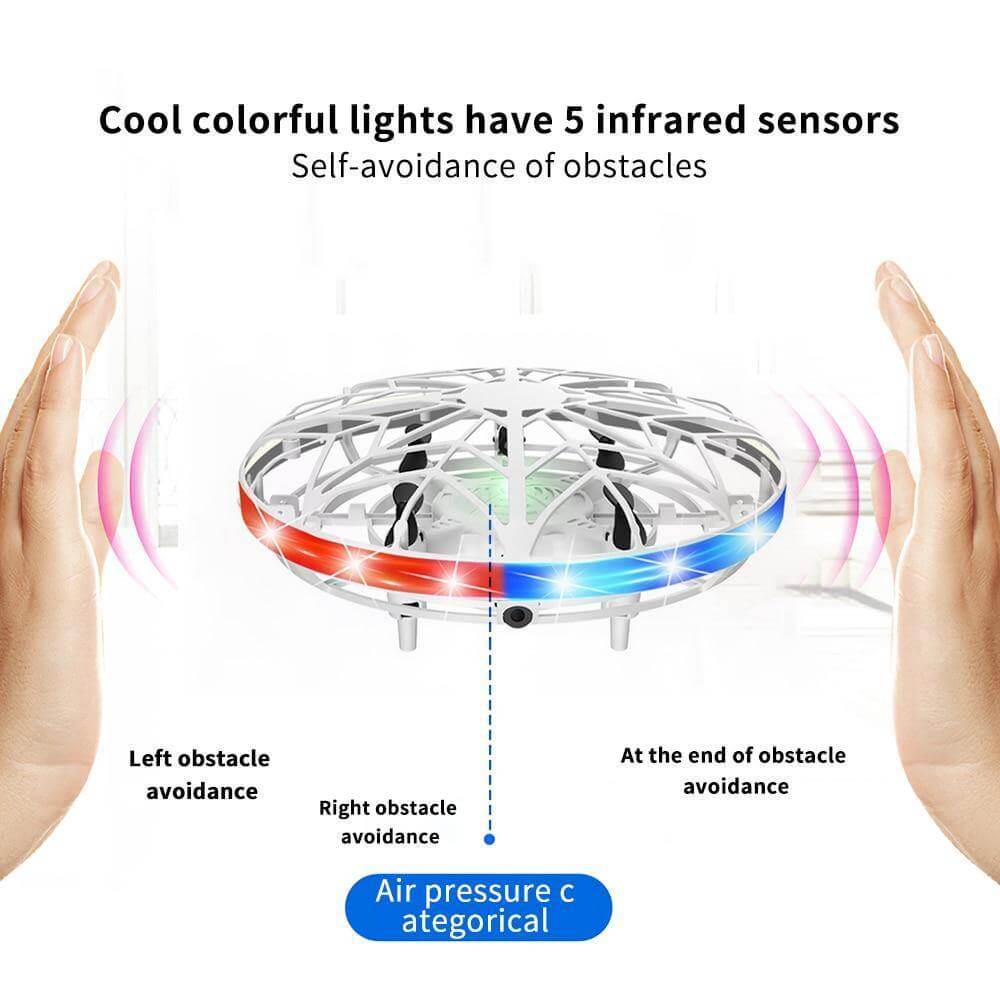 Portable Quadcopter Gesture Sensing Drone with Led Light