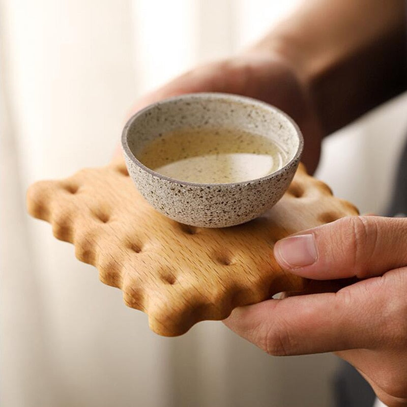 Biscuit Shape Wooden Coaster Placemat