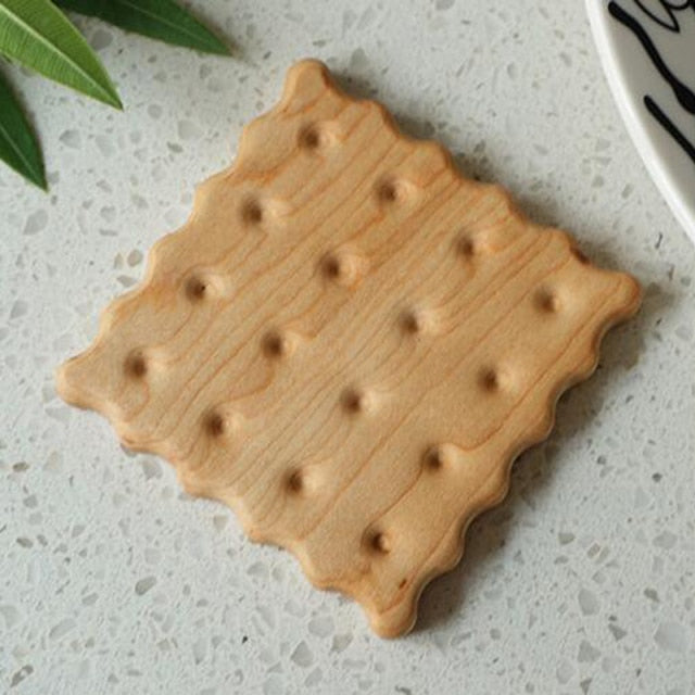 Biscuit Shape Wooden Coaster Placemat