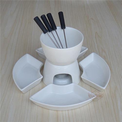 Handmade Ceramic Chocolate Fondue Pot Serving Set