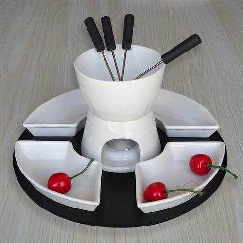 Handmade Ceramic Chocolate Fondue Pot Serving Set