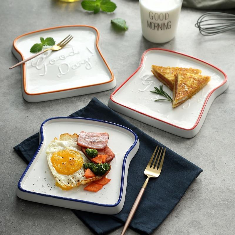 Ceramic Toast Breakfast Plate - MaviGadget