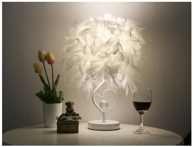 Creative Feather Crystal Table Lamp