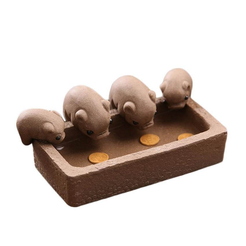 Four Little Pigs Tea Tray Kung Fu Decorative Ornaments