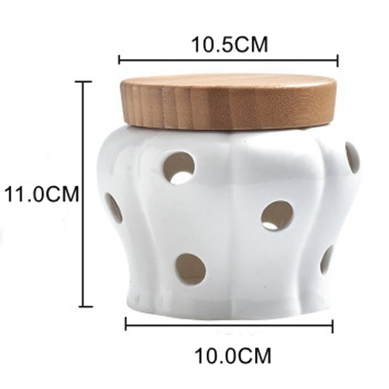 Creative Bamboo Lid Ceramic Storage Can - Image 5
