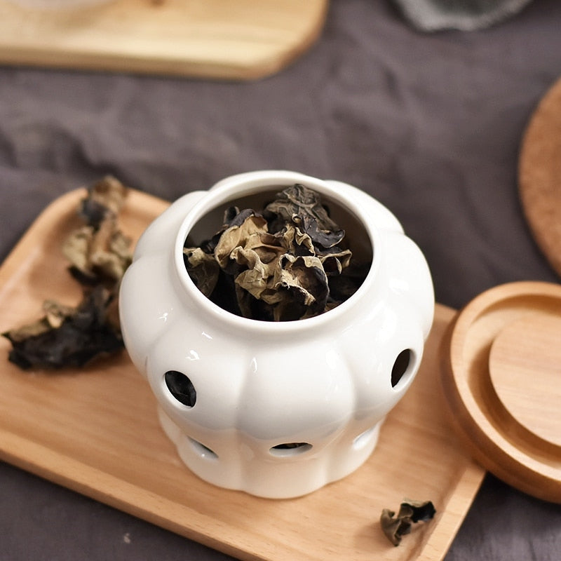 Creative Bamboo Lid Ceramic Storage Can - Image 3