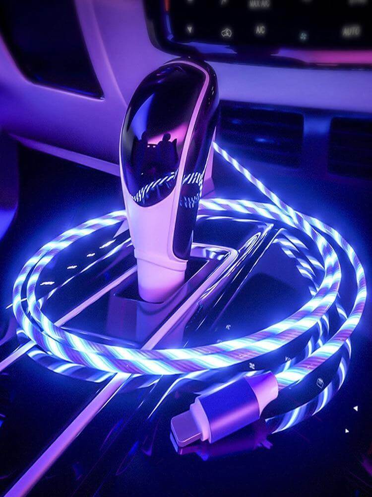 360 Led Color Magnetic Car Charging Cable