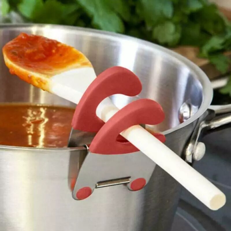 Stainless Steel Clip Cookware Spoon Holder - Image 1