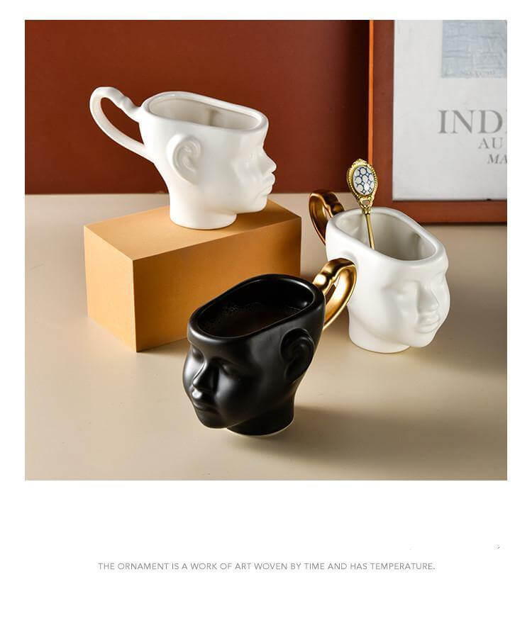 Elegant Ceramic Realistic Face Mugs - Image 3