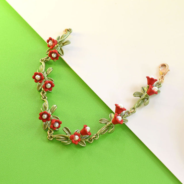 Retro Orchid Flower Bracelet