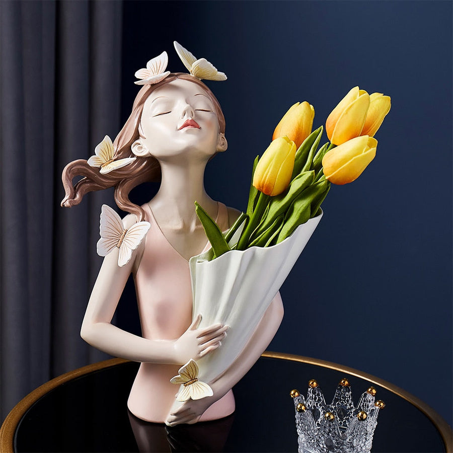 Butterfly Girl Resin Modern Vase - Image 1
