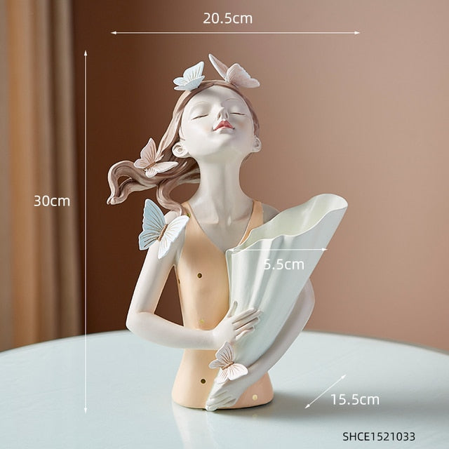 Butterfly Girl Resin Modern Vase - Image 4