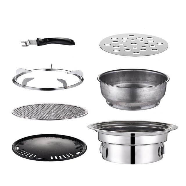 Portable Korean Style Stainless Steel Charcoal Camping Grill - Image 7