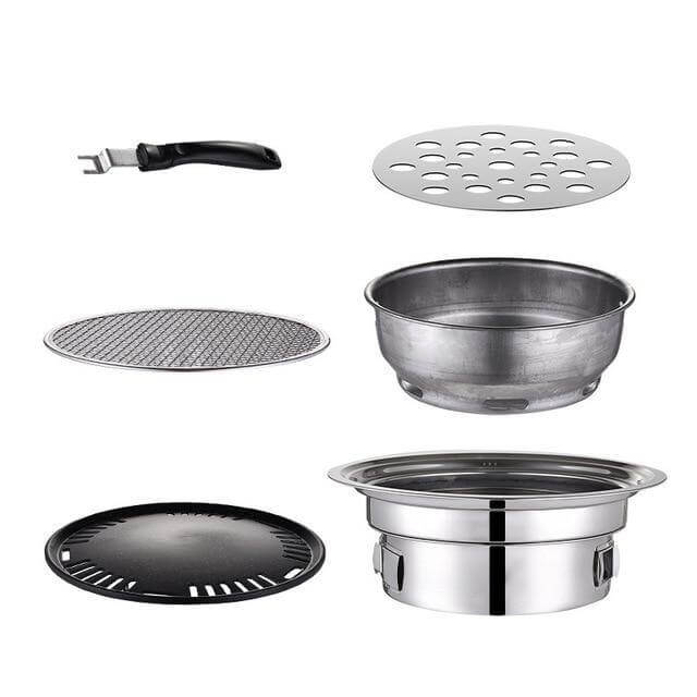 Portable Korean Style Stainless Steel Charcoal Camping Grill - Image 3