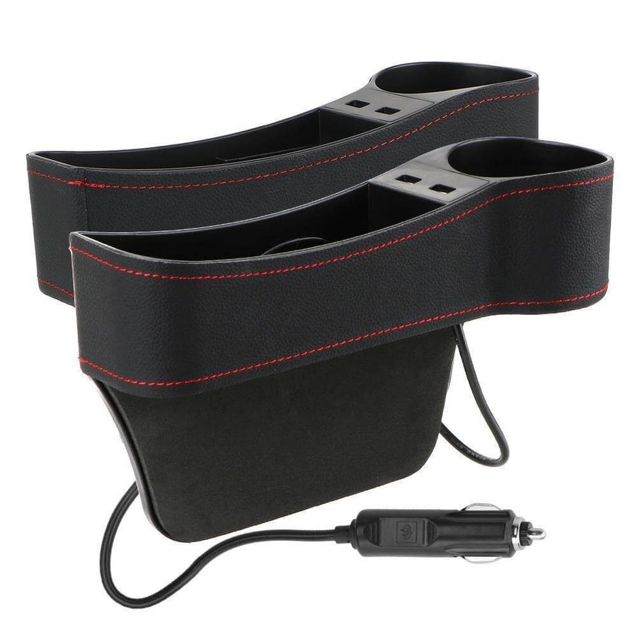 Leather USB Charger Car Seat Gap Organizer - Image 5