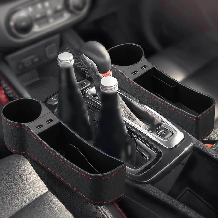 Leather USB Charger Car Seat Gap Organizer - Image 2