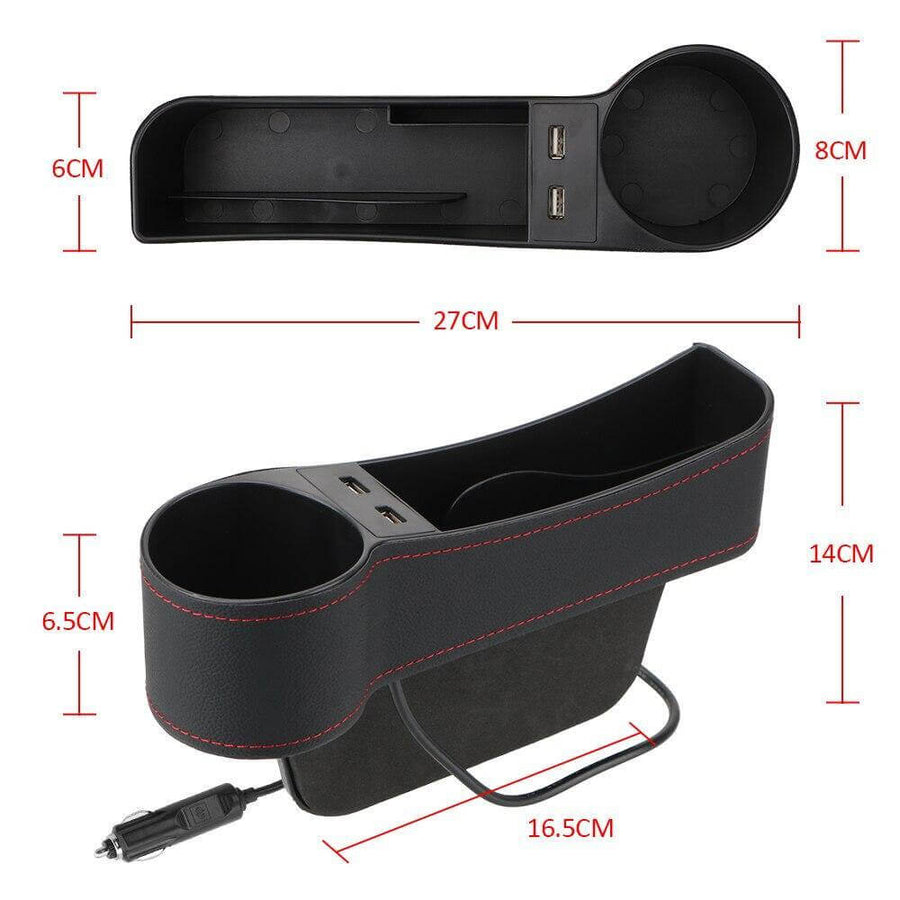 Leather USB Charger Car Seat Gap Organizer - Image 10