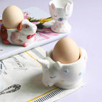 2Pcs Cute Animal Ceramic Breakfast Egg Holder