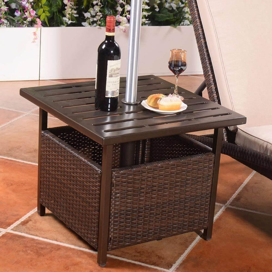 Brown Steel Side Table Outdoor Furniture - Image 0