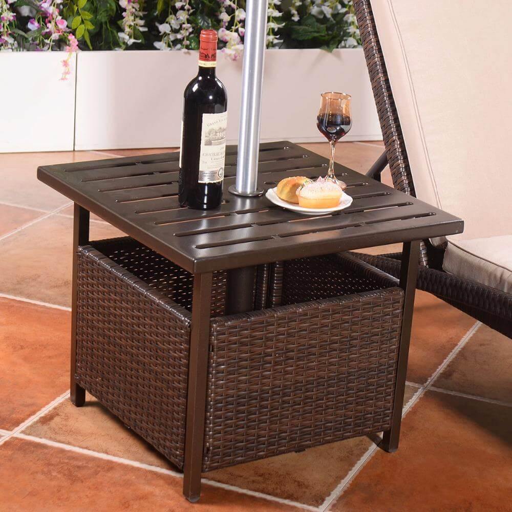 Brown Steel Side Table Outdoor Furniture - MaviGadget