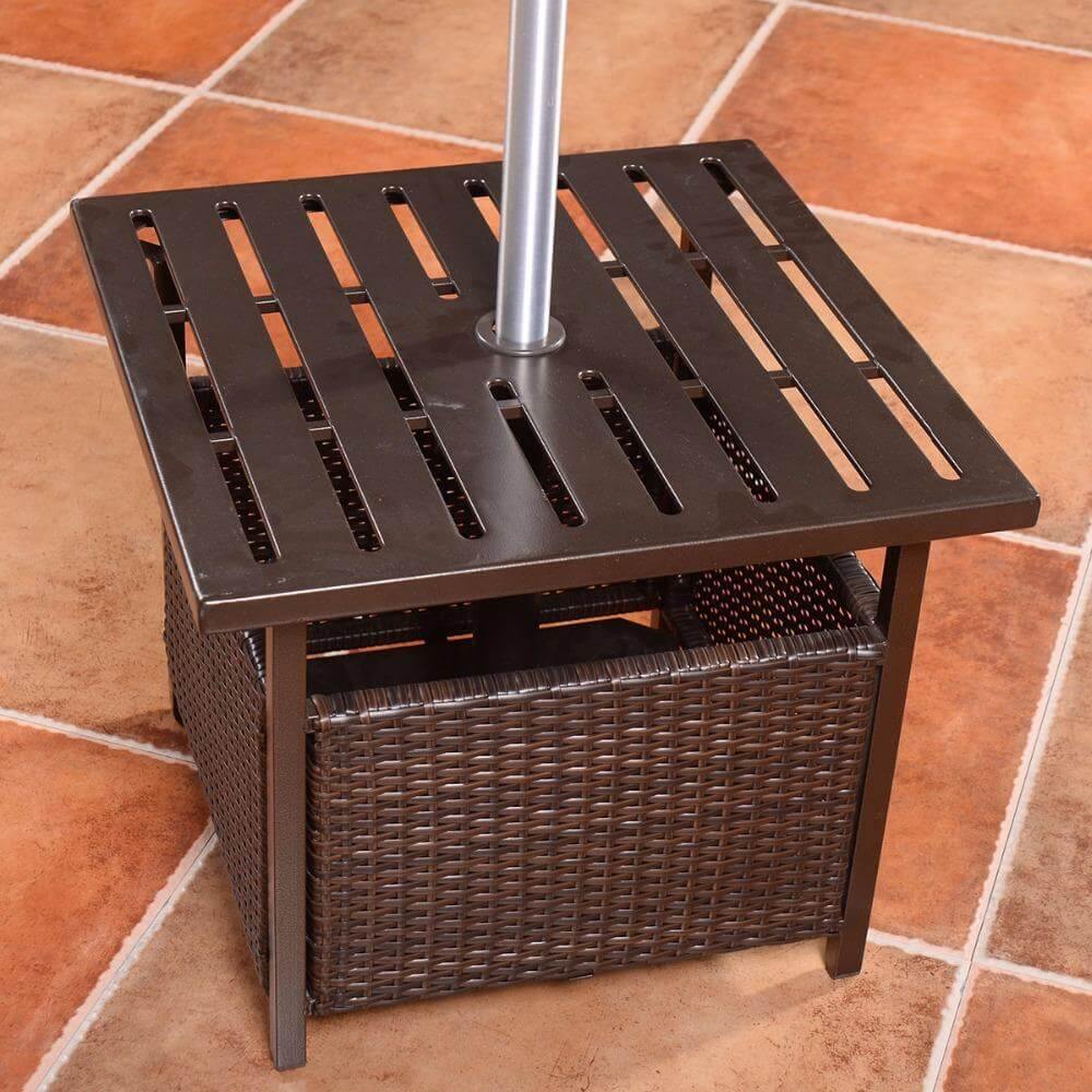 Brown Steel Side Table Outdoor Furniture - MaviGadget