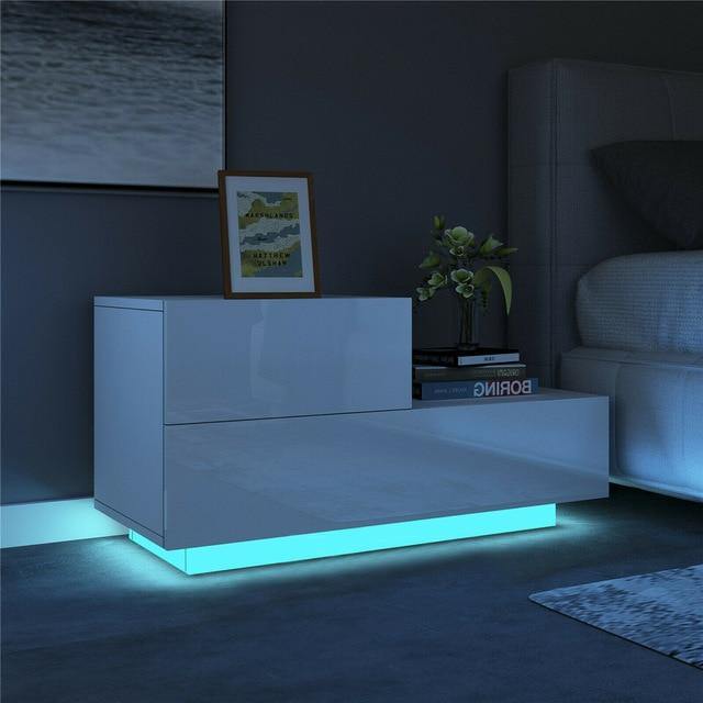 Modern Luxury LED Light Nightstand with Drawers - Image 3