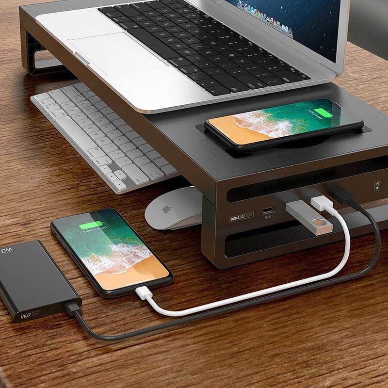 Multifunctional Wireless Charging Desktop Monitor Stand - MaviGadget