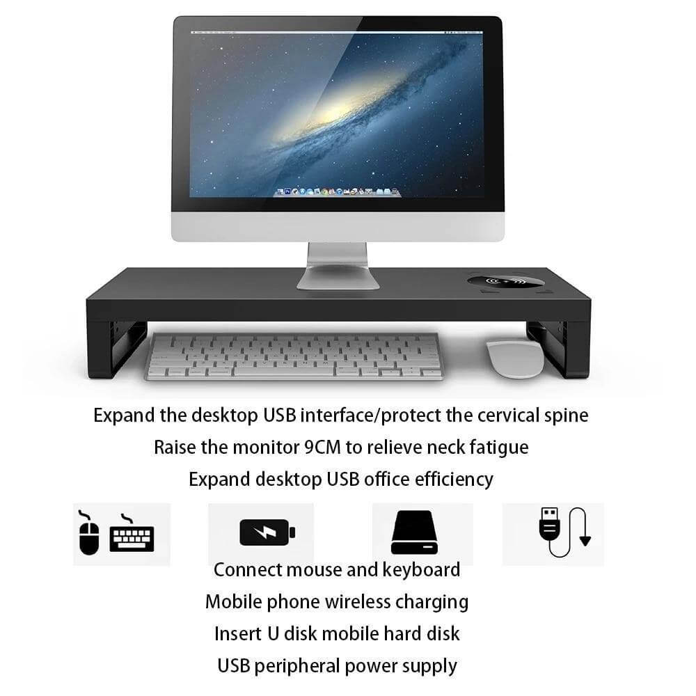 Multifunctional Wireless Charging Desktop Monitor Stand - MaviGadget