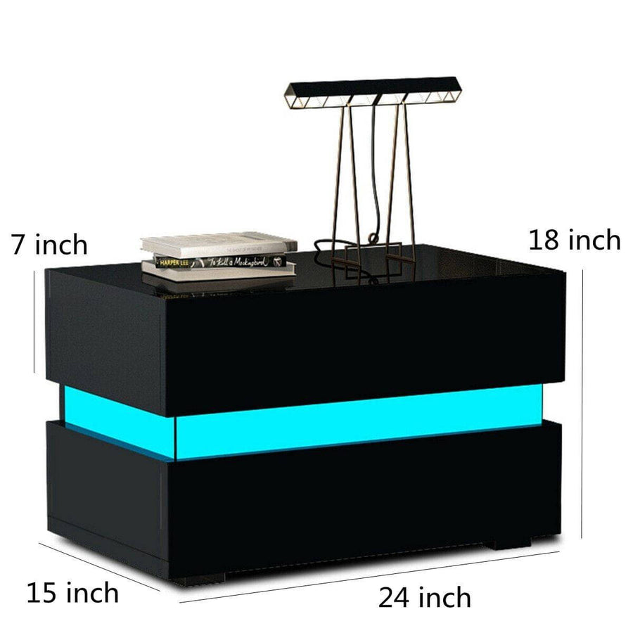 Modern Luxury LED Light Nightstand with Drawers - Image 6