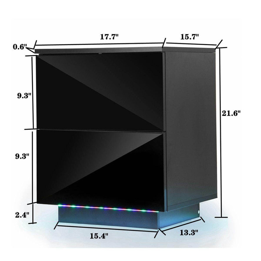 Modern Luxury LED Light Nightstand with Drawers - Image 8